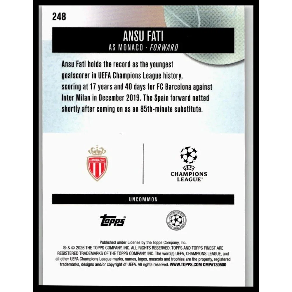 2025-26 Finest UEFA Ansu Fati #248 AS Monaco Uncommon